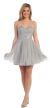Strapless Bejeweled Bodice Short Tulle Prom Party Dress in Silver